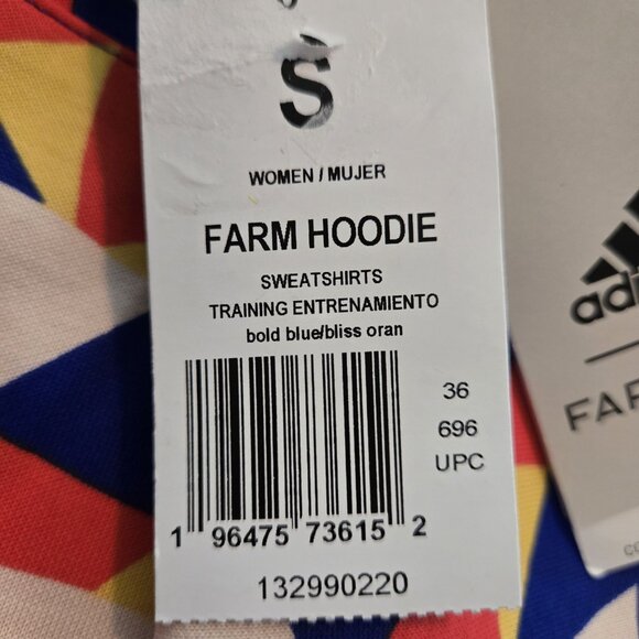 Adidas‎ Farm Rio Bold Blue Bliss Hoodie Womens Small 3 Stripe Training Cropped - Picture 4 of 15